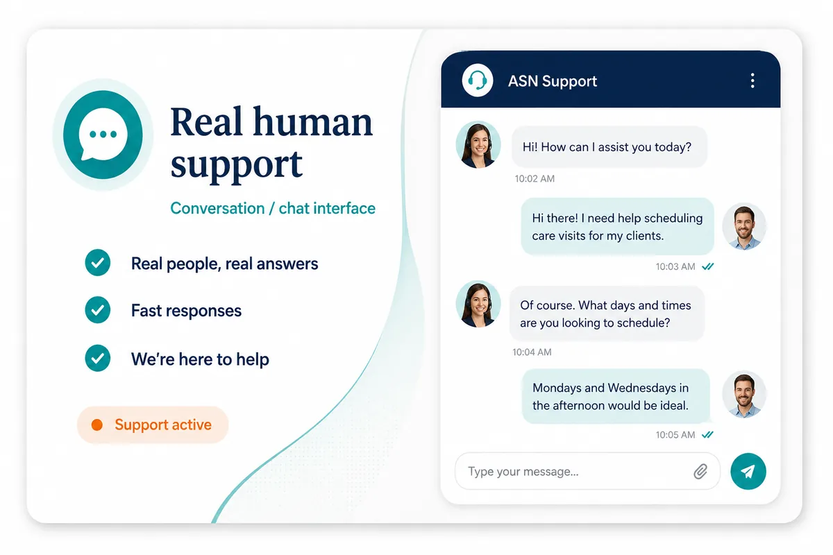 Real human support: a live chat conversation with an ASN team member